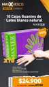 10 Cajas Guantes de Latex blanco natural Maxter