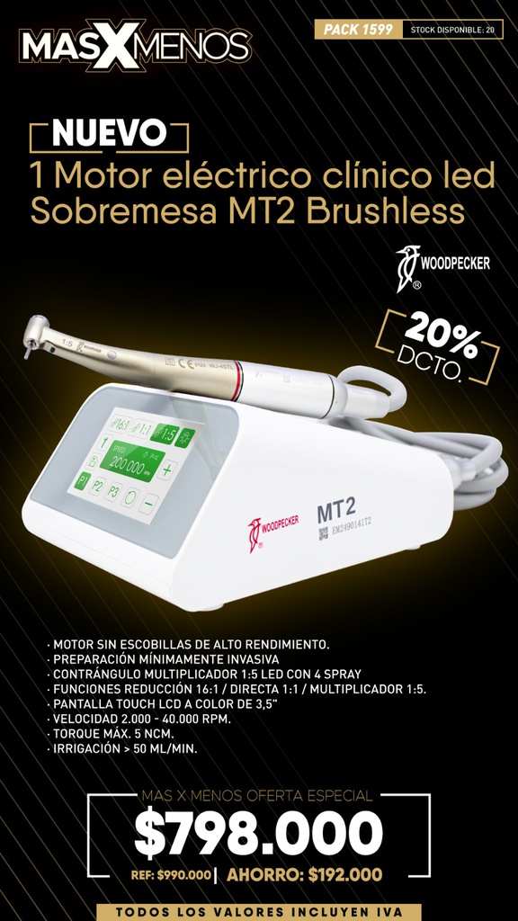 1 Motor eléctrico clínico led Sobremesa MT2 Brushless Woodpecker