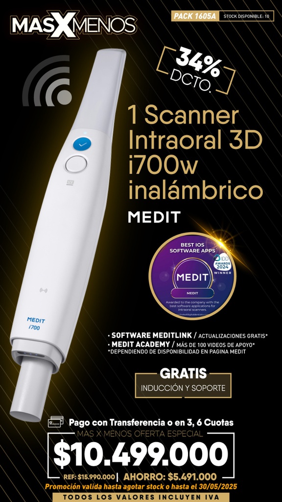 1 Scanner Intraoral 3D i700w Inalámbrico Medit