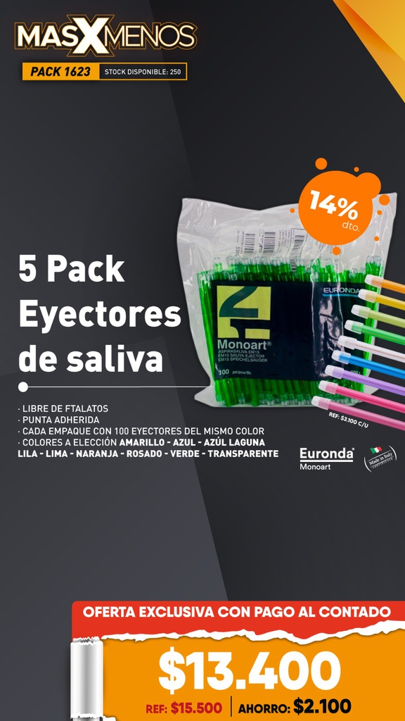 5 Pack Eyectores de saliva Monoart Euronda