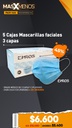 5 Cajas Mascarillas faciales 3 capas Ehros