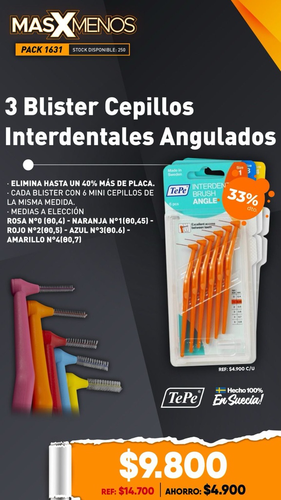 3 Blister Cepillos Interdentales Angulados Tepe