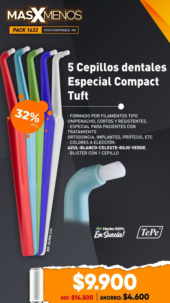 5 Cepillos dentales Especial Compact Tuft Tepe