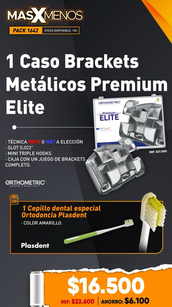 1 Caso Brackets Metálicos Premium Elite Orthometric + Regalo