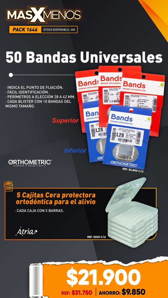 50 Bandas Superiores o Inferiores universales Orthometric + Regalo