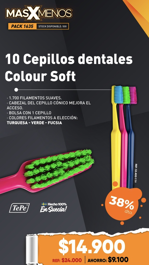 10 Cepillos dentales Colour Soft Tepe