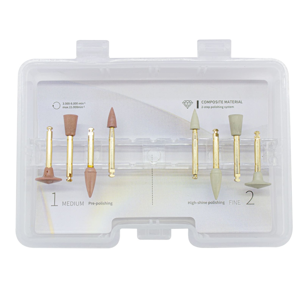 Set de 8 Cauchos para pulido de Resina Composite tipo Eve P2 2.0 ZT Dental