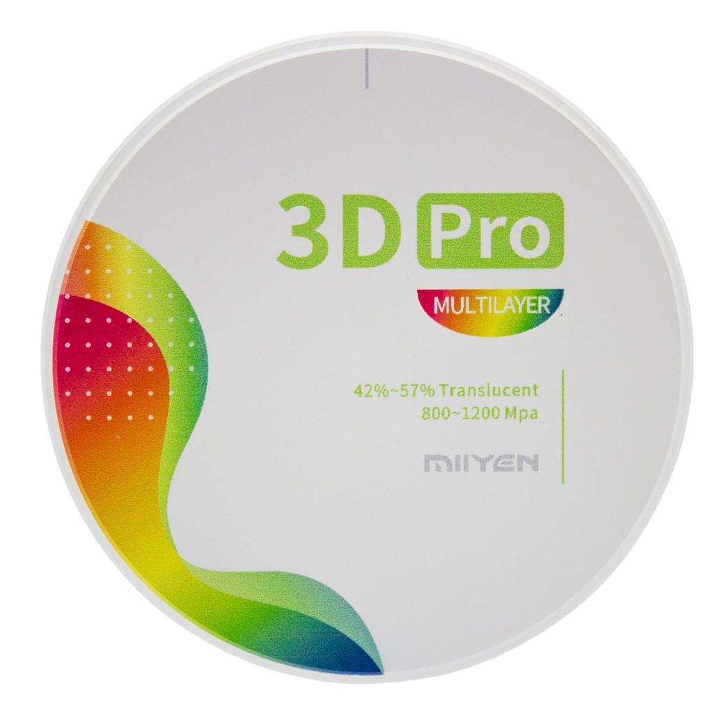 Disco de Zirconio Pro 3D Multi Ultra Translucidez TT 18 mm Miiyen
