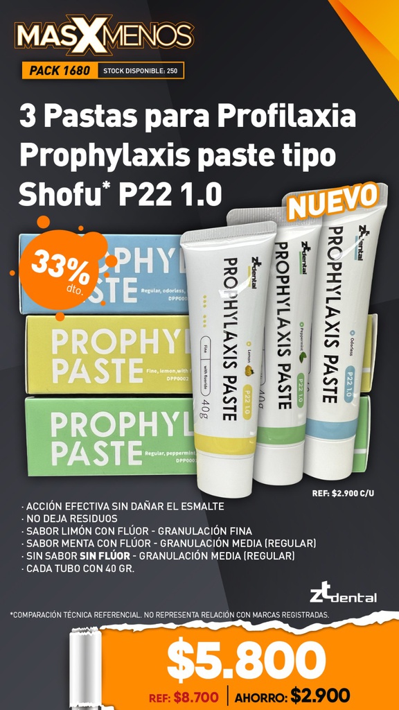 3 Pastas para Profilaxia Prophylaxis paste tipo Shofu P22 1.0 ZT dental
