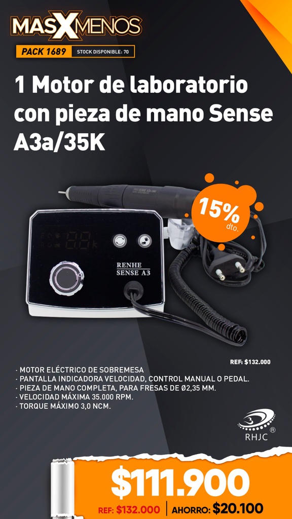 1 Motor de laboratorio con pieza de mano Sense A3a/35K Renhe