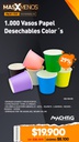 1.000 Vasos Papel Desechables Color´s Machtig