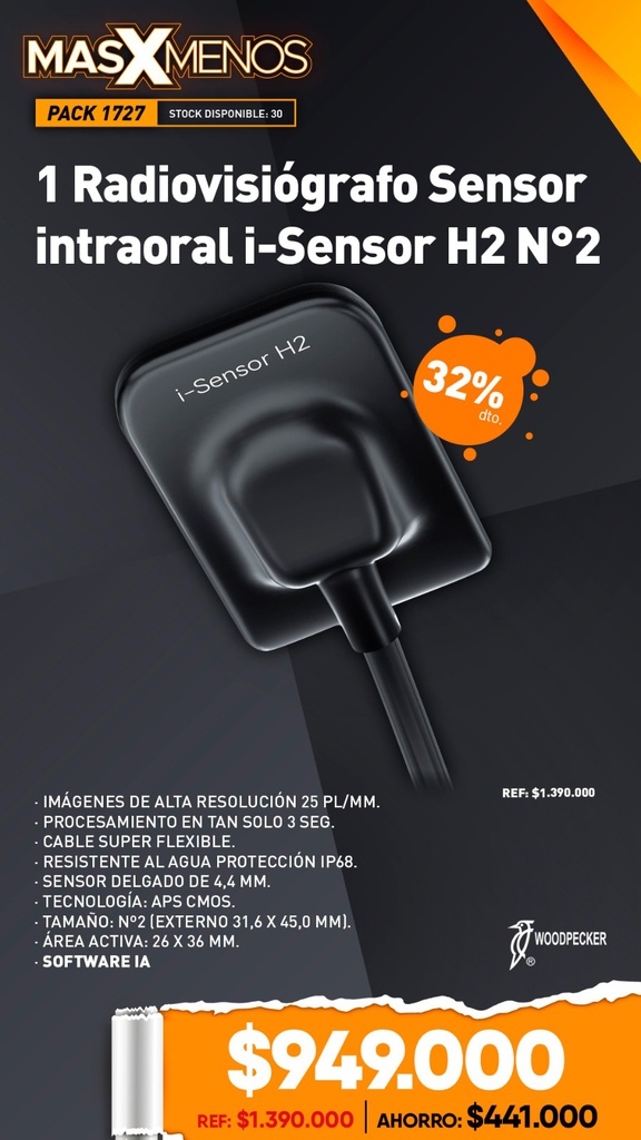 1 Radiovisiógrafo Sensor intraoral i-Sensor H2 N°2 Woodpecker