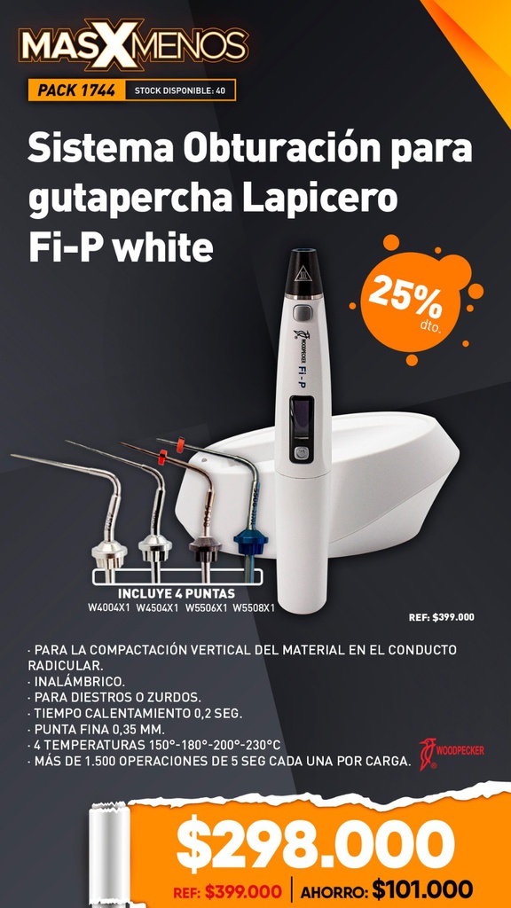 1 Sistema Obturación Lapicero Fi-P white Woodpecker