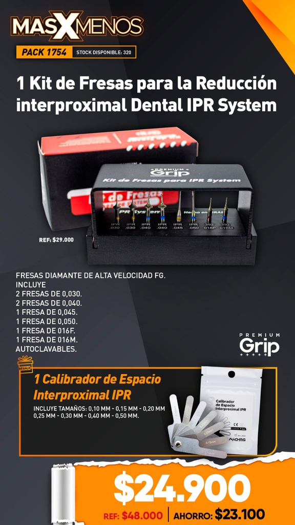 1 Kit de Fresas para la Reducción interproximal Dental IPR System Premium Grip + Regalo