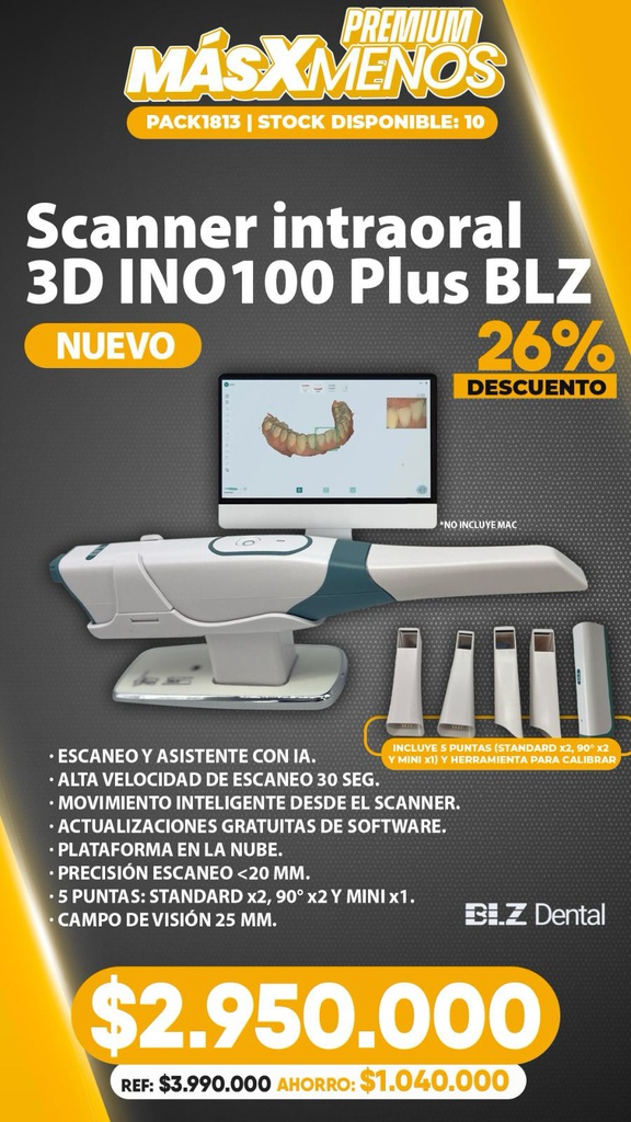 1 Scanner intraoral 3D INO100 Plus BLZ Dental