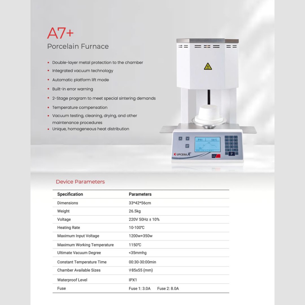 Horno para Porcelana A7+ con bomba vacío Upcera