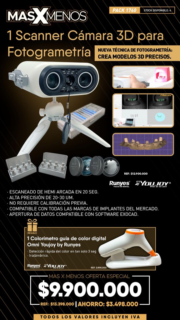 1 Scanner Cámara 3D para Fotogrametría Youjoy by Runyes + Regalo