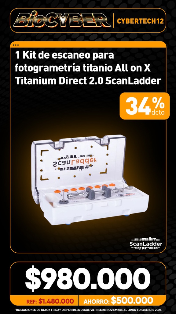 1 Kit de escaneo para fotogrametría titanio All on X Titanium Direct 2.0 ScanLadder