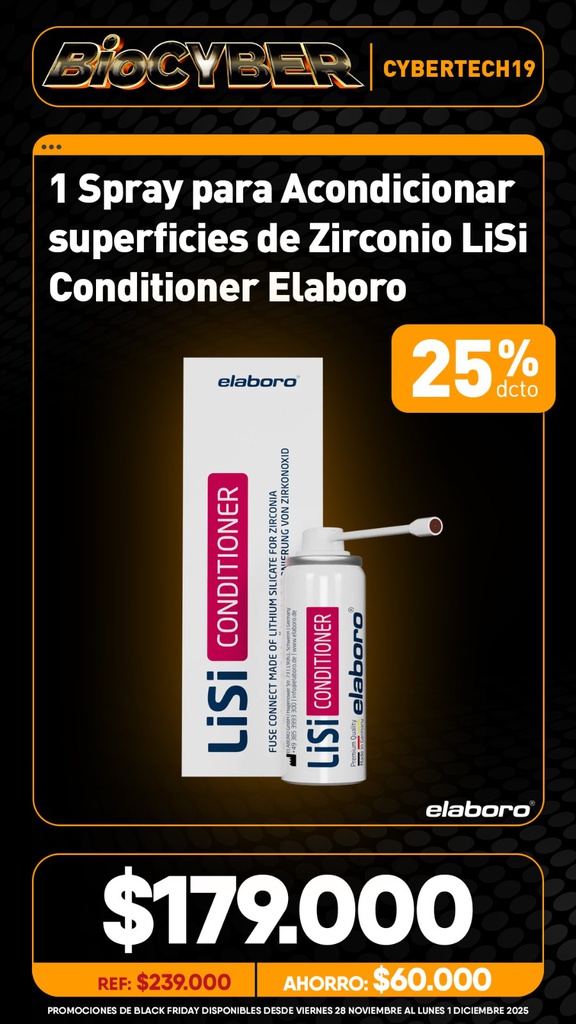 1 Spray para Acondicionar superficies de Zirconio LiSi Conditioner Elaboro
