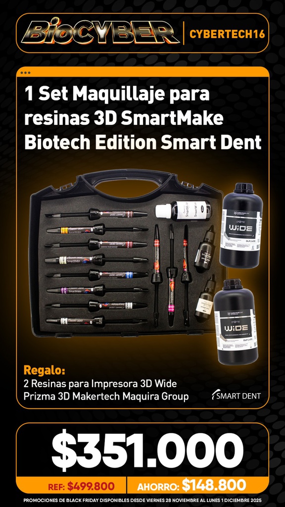 1 Set Maquillaje para resinas 3D SmartMake Biotech Edition Smart Dent + Regalo
