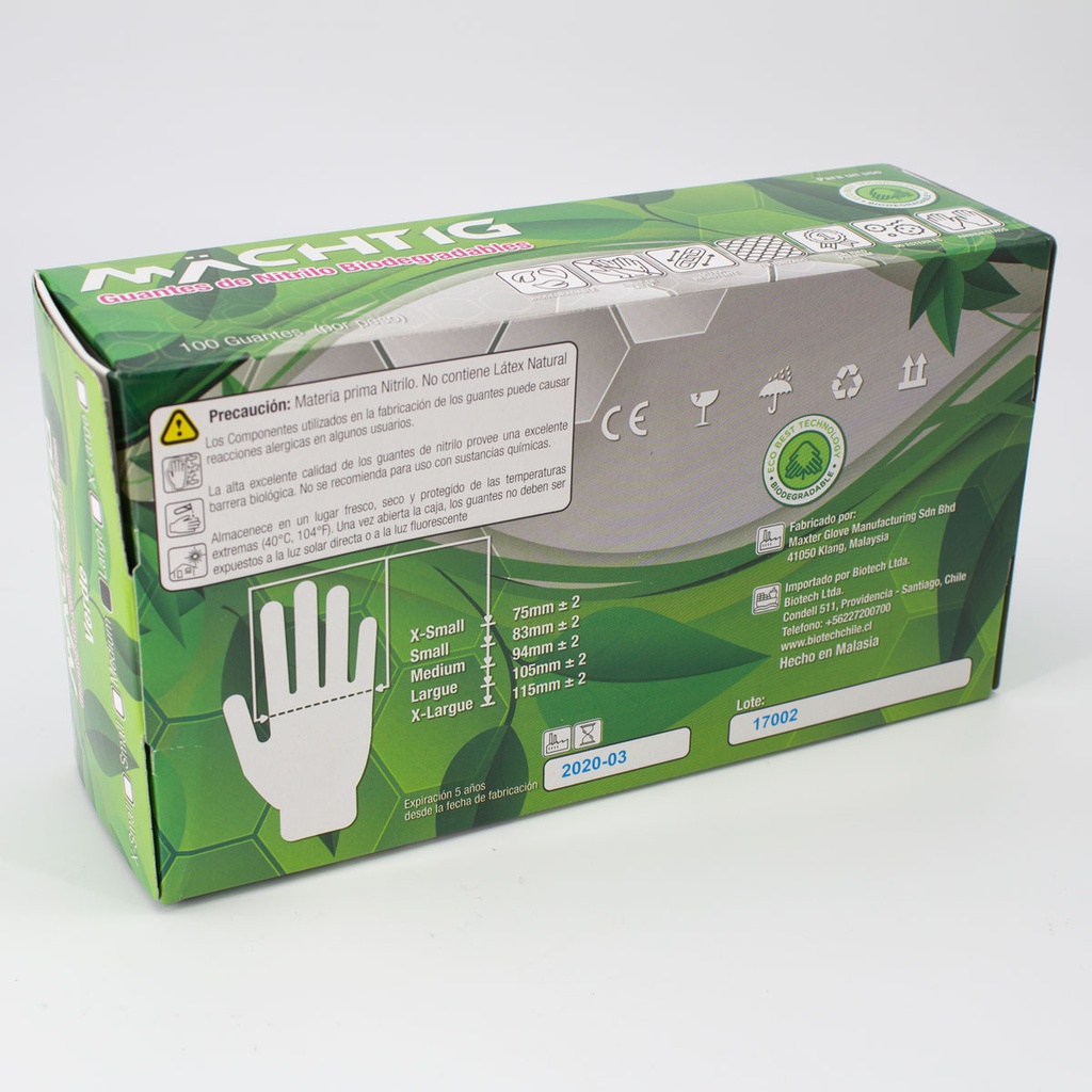 Guantes de Nitrilo Biodegradable Verde Machtig