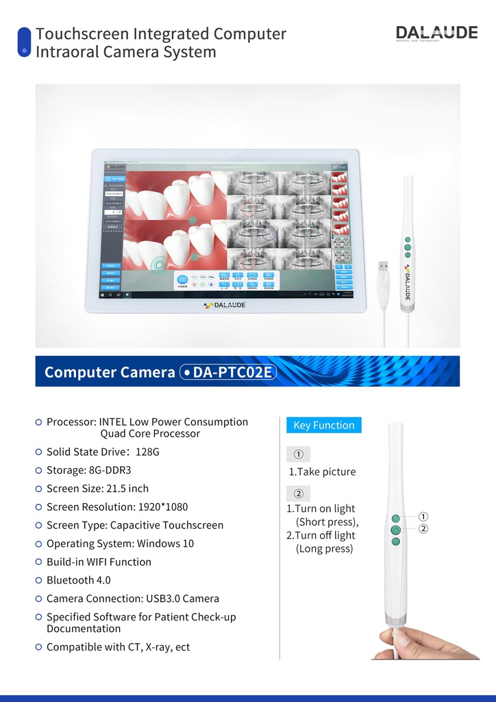 Computador Touch 21' Grado Médico +Oxímetro+Cámara Dalaude DA-PTC02