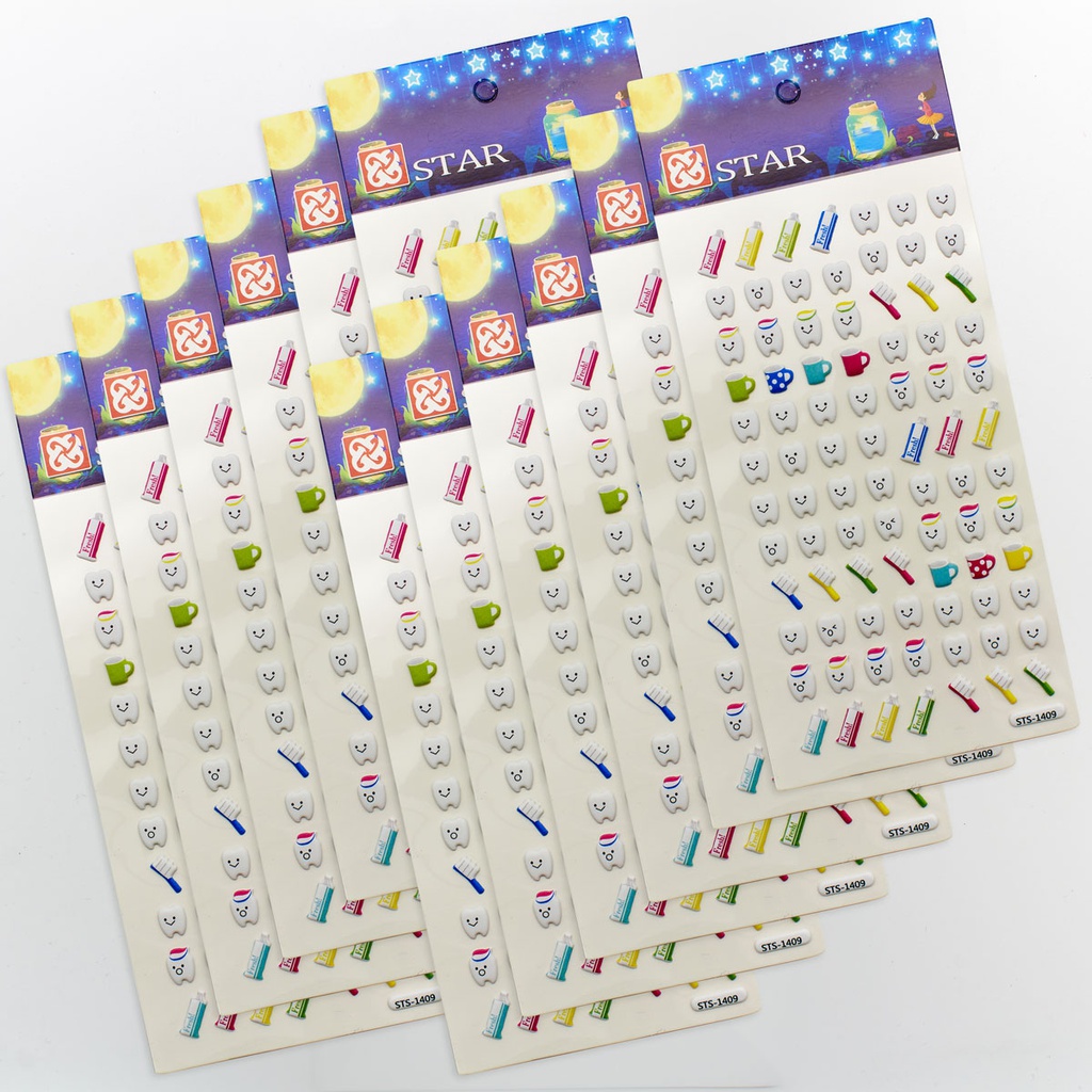 Adhesivos Stickers en relieve Muelita x 10 láminas