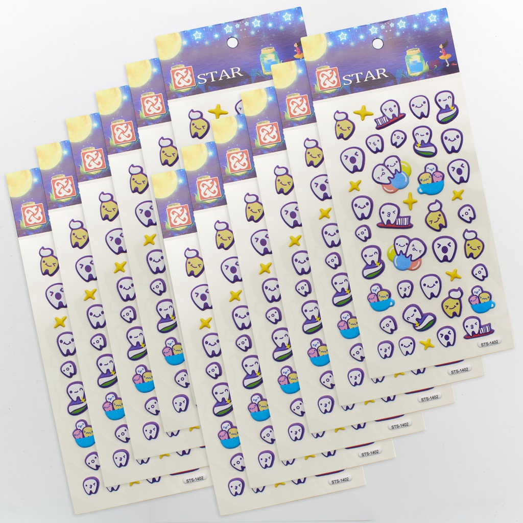 Adhesivos Stickers en relieve Muelita x 10 láminas