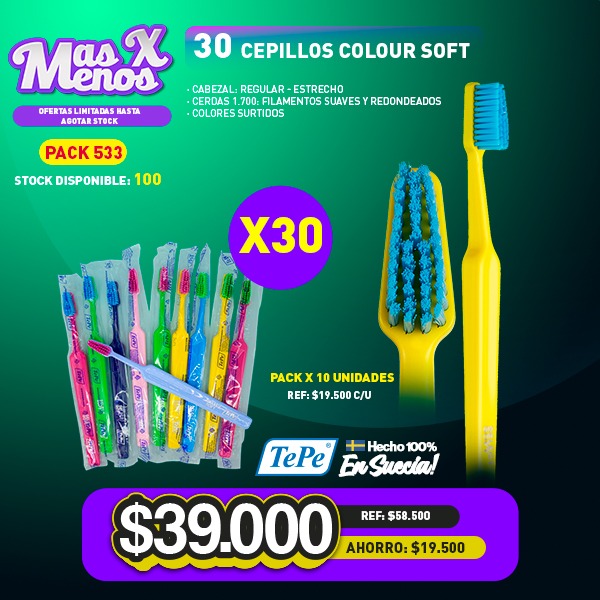 30 Cepillos Dentales Colour Soft Tepe