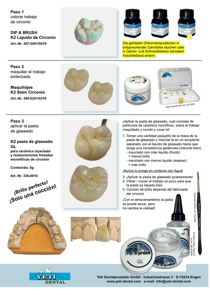 Pasta para glaseado Glaze Universal k2 Press Yeti dental 