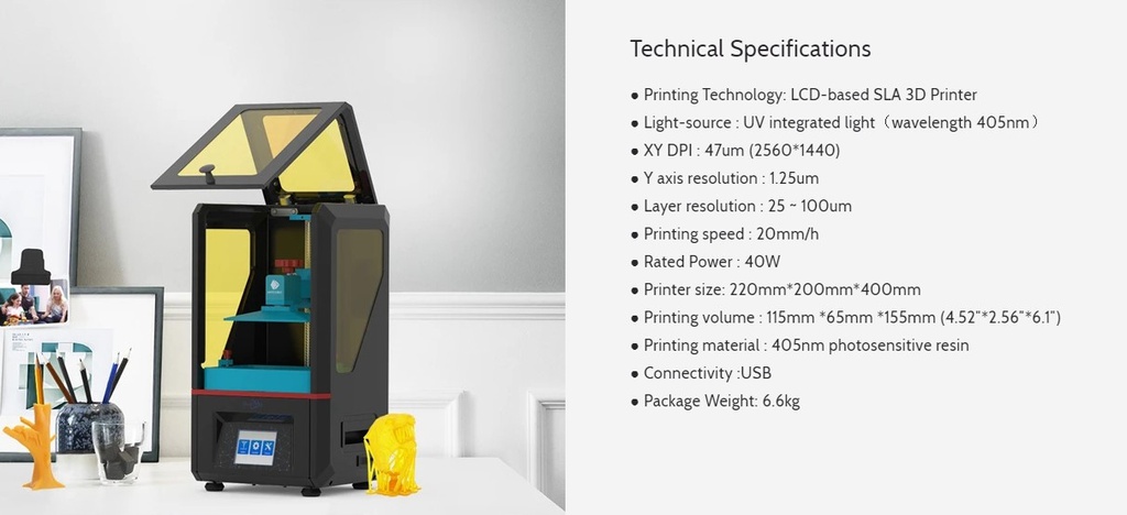 Impresora digital 3D Photon S (UV LCD) Anycubic