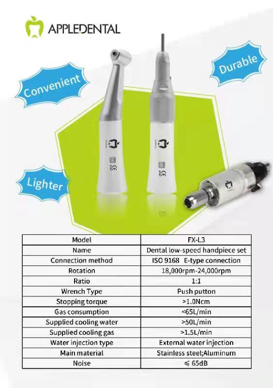 Set de Baja M.Motor + P.Recta + C.Angulo Push L-L3 Appledental