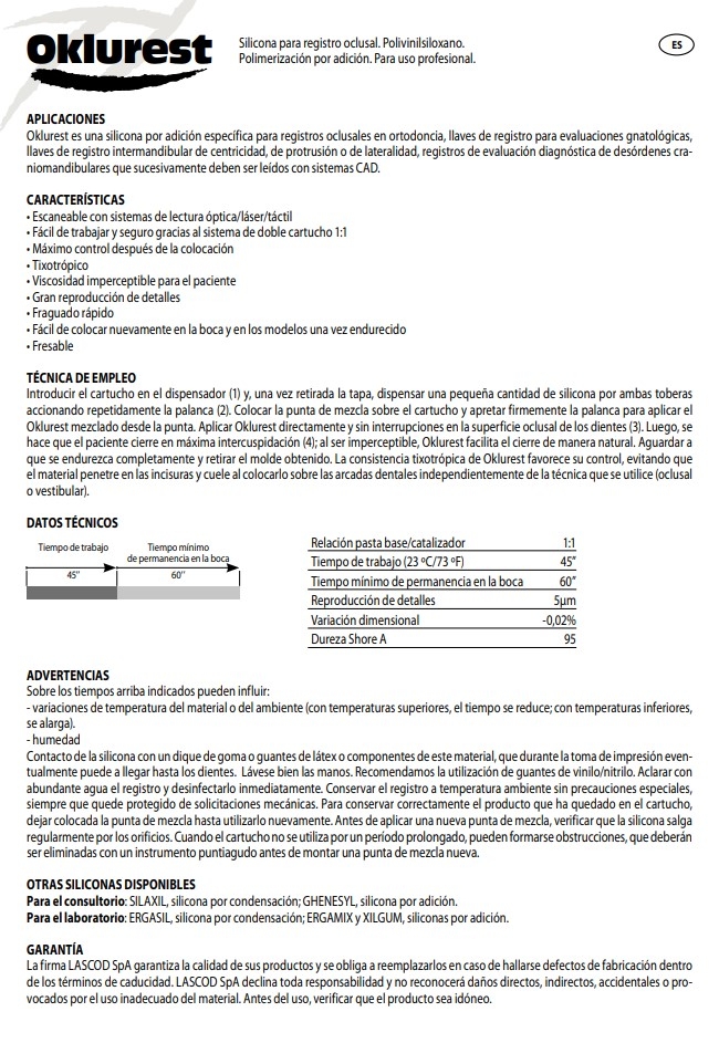 Silicona Adición Registro de Mordida Bite Fast Oklurest Economy pack Lascod