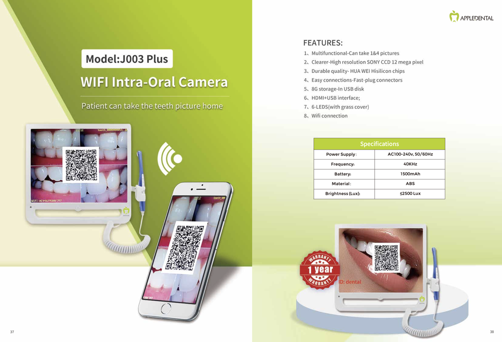 Set Monitor WiFi + Cámara 2.0 + Soporte J003 Appledental