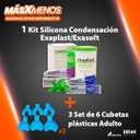 1 Kit Silicona Condensación Exaplast Exasoft Exagel Detax + 3 Set de 6 Cubetas plásticas Adulto ZT Dental