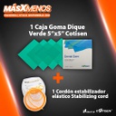 1 Caja Goma Dique Verde 5"x5" Cotisen + 1 Cordón estabilizador elástico Stabilizing cord ZT Dental
