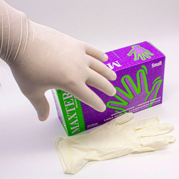 Guantes de Latex blanco natural Maxter