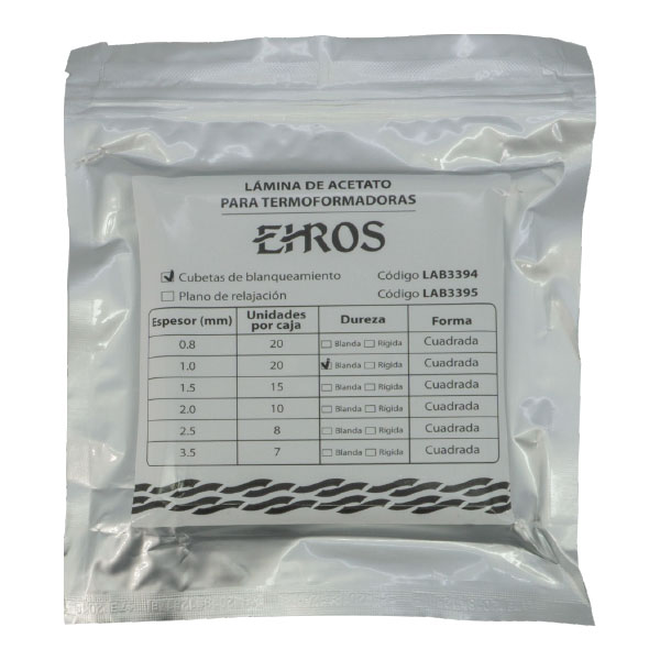 Láminas de Acetato cuadrada Transparente 1,5 mm Ehros