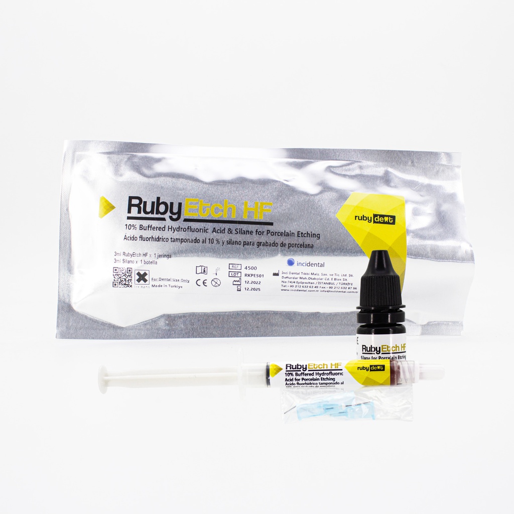 Kit Ácido Fluorhídrico RubyEtch HF 10% + Silano Incidental