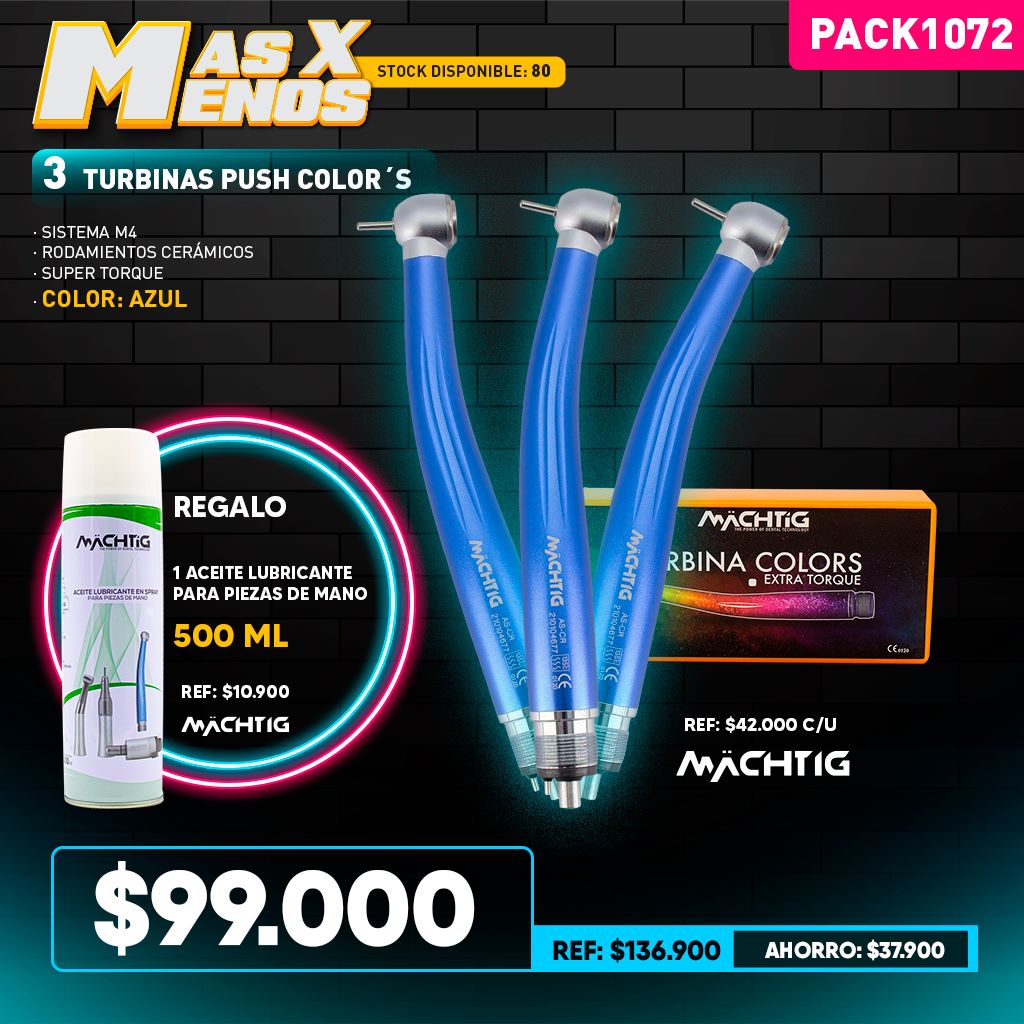 3 Turbinas push Color's Azul Machtig + Regalo