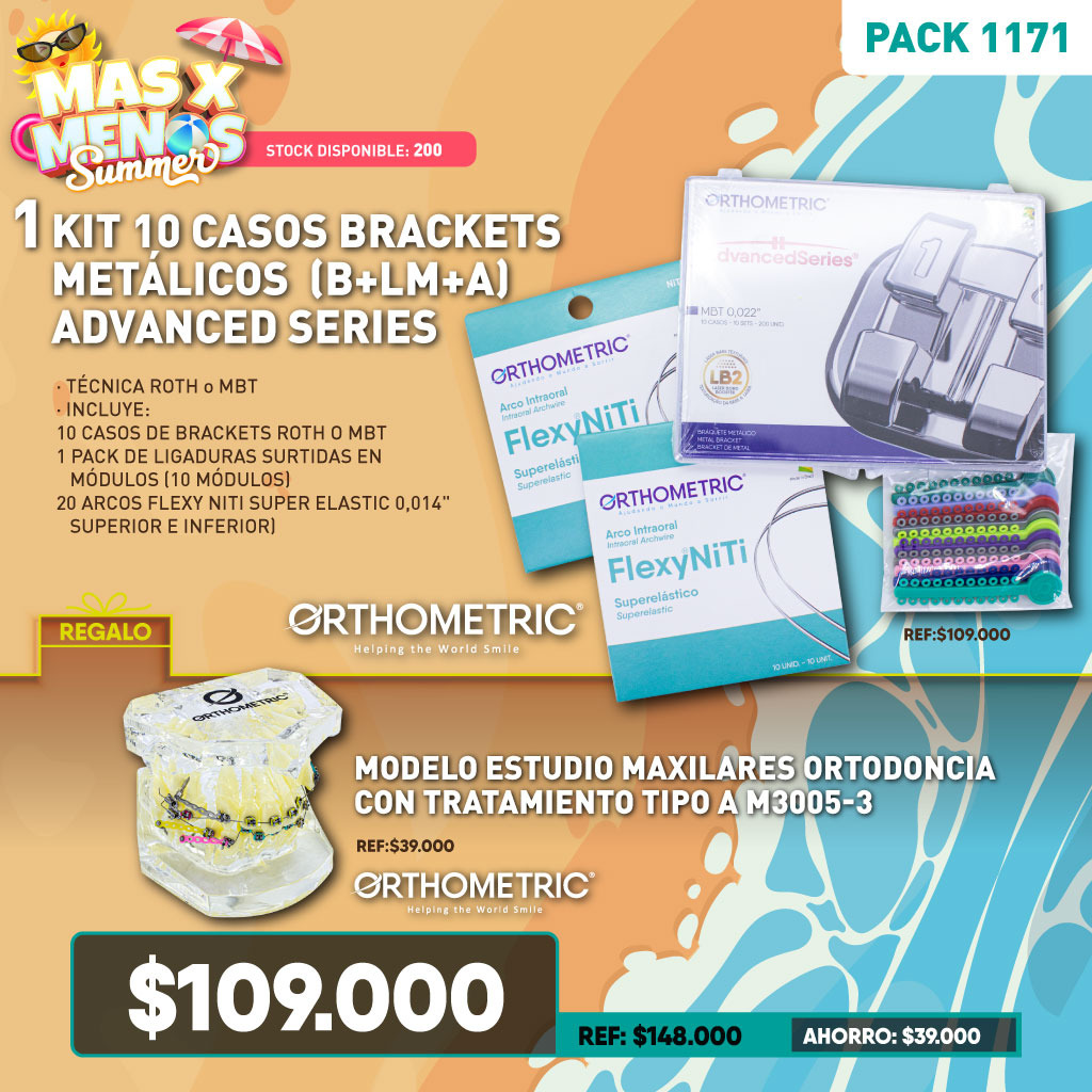 Kit 10 Casos Brackets Metálicos (B+LM+A) Advanced Series Orthometric + Regalo
