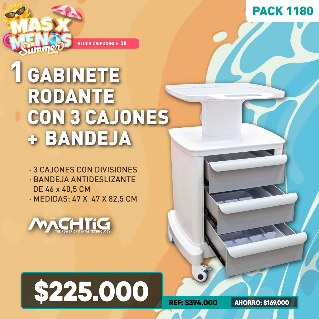 1 Gabinete Rodante con 3 Cajones + Bandeja Machtig