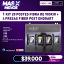 1 Kit 20 Postes Fibra de Vidrio + 4 Fresas Fiber post Endoart Incidental
