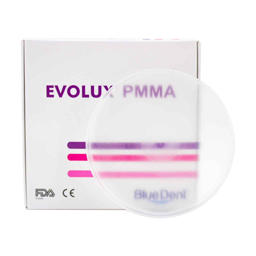 Disco de PMMA Transparente Altura 20 mm Evolux Bluedent