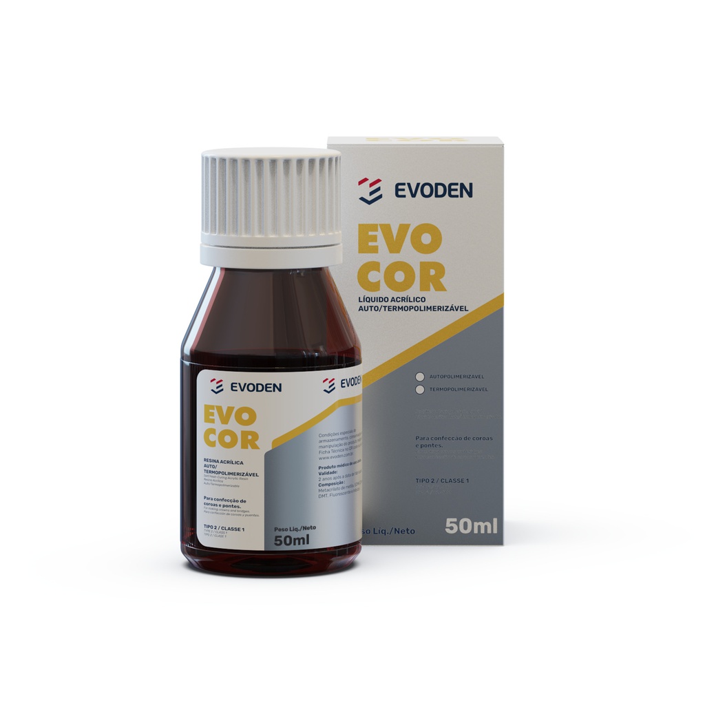 Líquido monómero para acrílico Termocurado Evocor Crosslink 50 ml Evoden