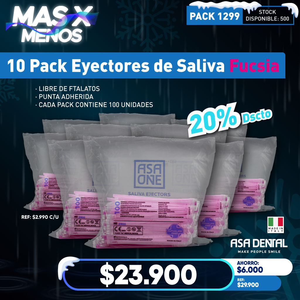 10 Pack Eyectores de Saliva Fucsia Asa dental