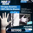 10 Cajas Guantes de Nitrilo Blanco Machtig