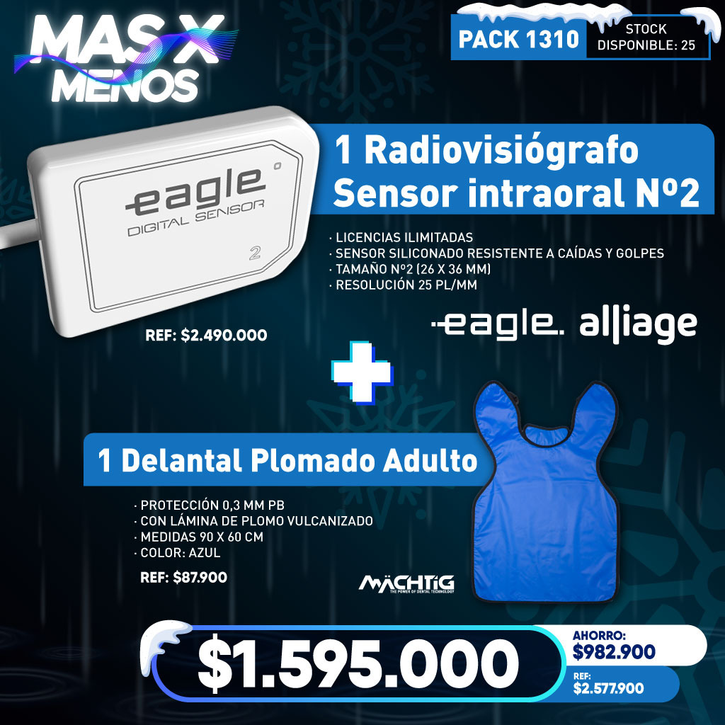 1 Radiovisiógrafo Sensor intraoral Nº2 Eagle Alliage + 1 Delantal Plomado Adulto Machtig