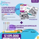 2 Casos Brackets Autoligado OrthoClip SLB Ultra-P + Set Secuencia Arcos Orthometric + 12 Cepillos dentales Ortodoncia Plasdent