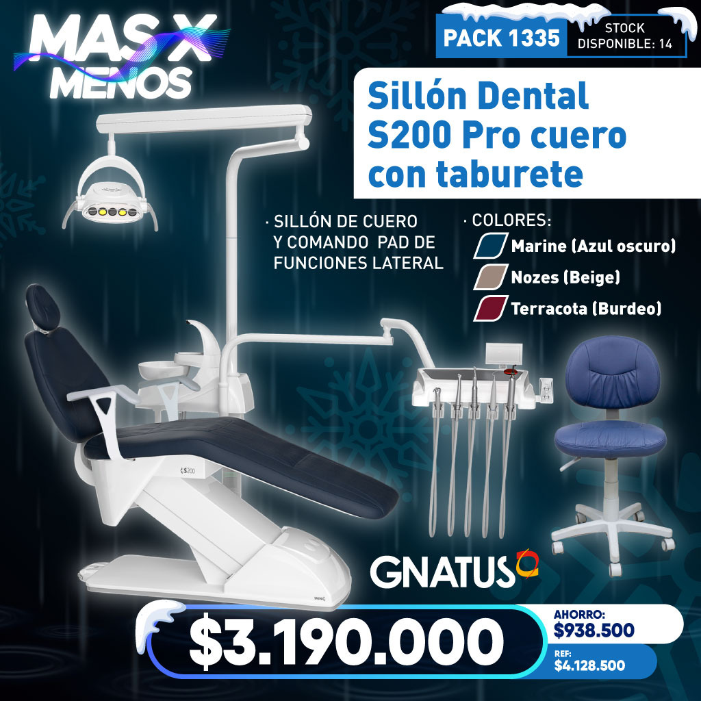 1 Sillón Dental S200 Pro cuero con taburete Gnatus Alliage + Regalo